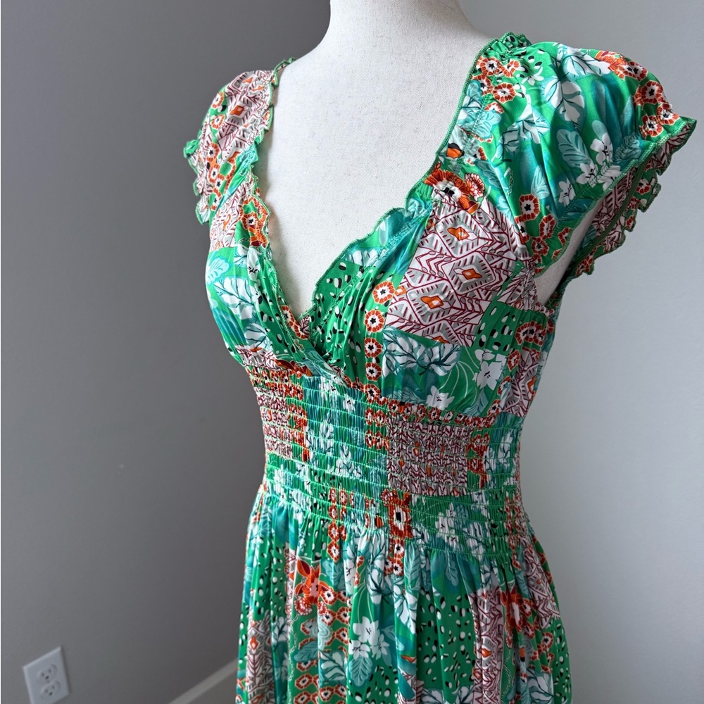 MELLODAY Green Floral Midi Dress